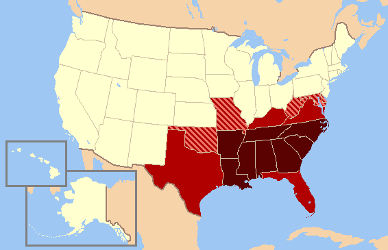 Carte du sud des Etats-Unis