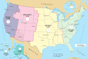 Carte des timezones des Etats-Unis
